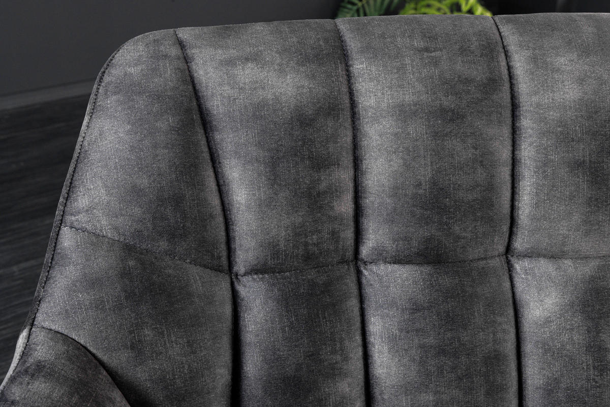 SITZBANK PAPILLON Samt Grau 165 cm - Schwarz/Grau, Textil/Metall (165/85/65cm) - riess-ambiente