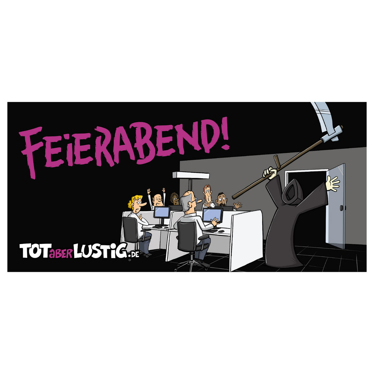 KAFFEEBECHER Tot aber lustig Feierabend! Weiß 320 ml - Weiß, Keramik (0.32L) - United Labels