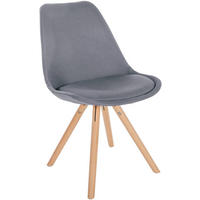 STUHL Stoff hellgrau - Eukalyptusholzfarben/Hellgrau, Holz/Textil (48/81/54cm) - CLP