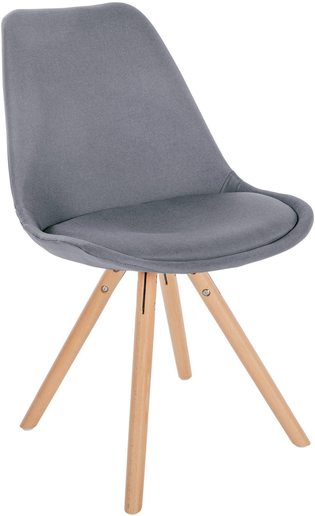 STUHL Stoff hellgrau - Eukalyptusholzfarben/Hellgrau, Holz/Textil (48/81/54cm) - CLP