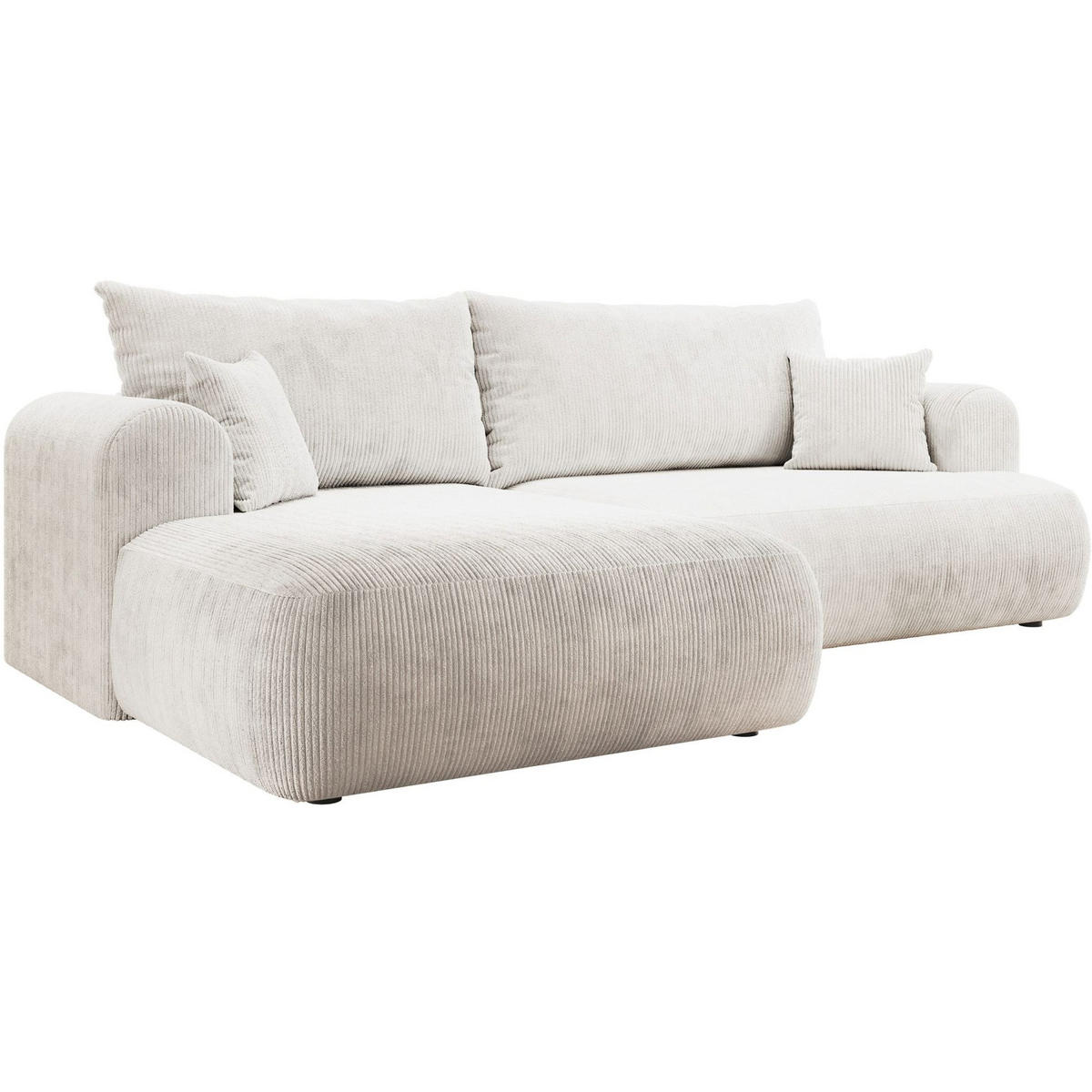 ECKSOFA Ovo Cord mit Cordbezug Weiß, links - Schwarz/Weiß, Textil (260/165cm) - Selsey