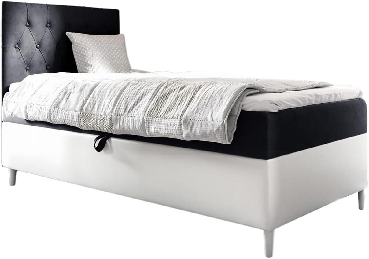 Meblini Kinderbett Schwarz, Weiß 82x208 cm