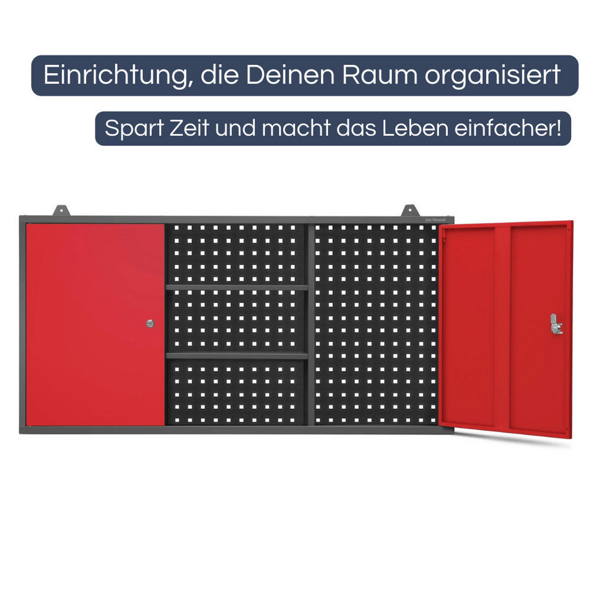 HÄNGESCHRANK Werkstatt abschließbar BEN 60x120x20cm Anthrazit-Rot - Anthrazit, Metall (120/60/20cm) - Jan Nowak