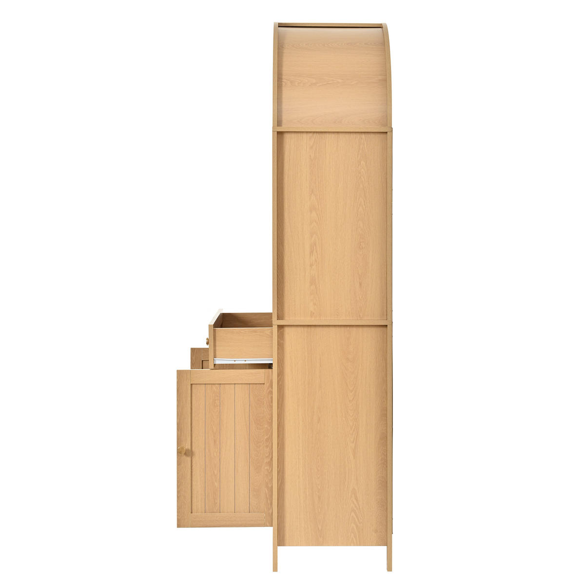 GESCHIRRSCHRANK Bogenfront Doppeltür Weiß - Naturfarben, Holzwerkstoff (76/180/40cm) - FLIEKS