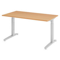 SCHREIBTISCH Serie-XB 80/140/74 cm in Buchefarben/Silberfarben - Buchefarben/Silberfarben, Holzwerkstoff (80/140/74cm) - bümö