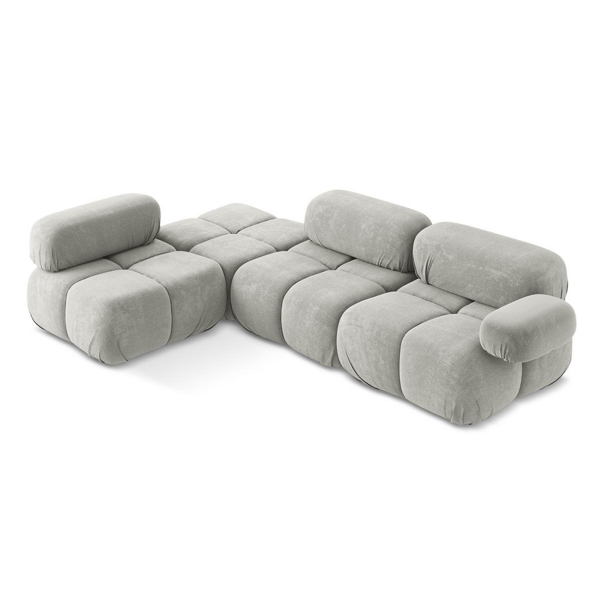 ECKSOFA Links Chenille Stoff Grau - Hellgrau/Schwarz, Kunststoff/Textil (190/285cm) - LaMiaSofa