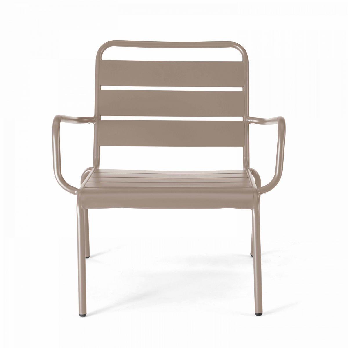RELAXSESSEL MIT HOCKER 2-tlg., Taupe - Taupe, Metall (64/72/60cm) - Oviala