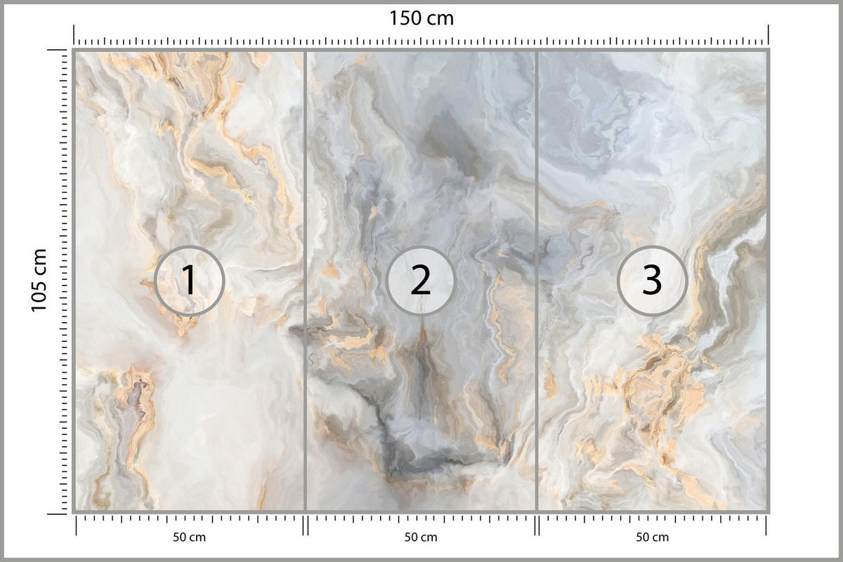 FOTOTAPETE für Küche Grauer Marmor Imitation Gold Adern 150x105 - Beige/Goldfarben, Papier (150/105cm) - Muralo