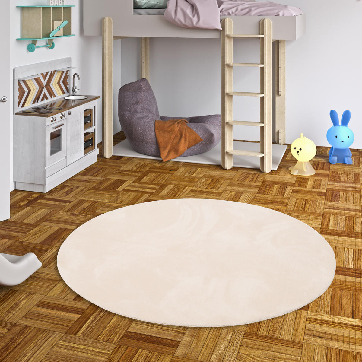 KINDER SUPER SOFT FELLTEPPICH PEARL KIDS RUND - Beige, Textil (160/160cm) - Pergamon