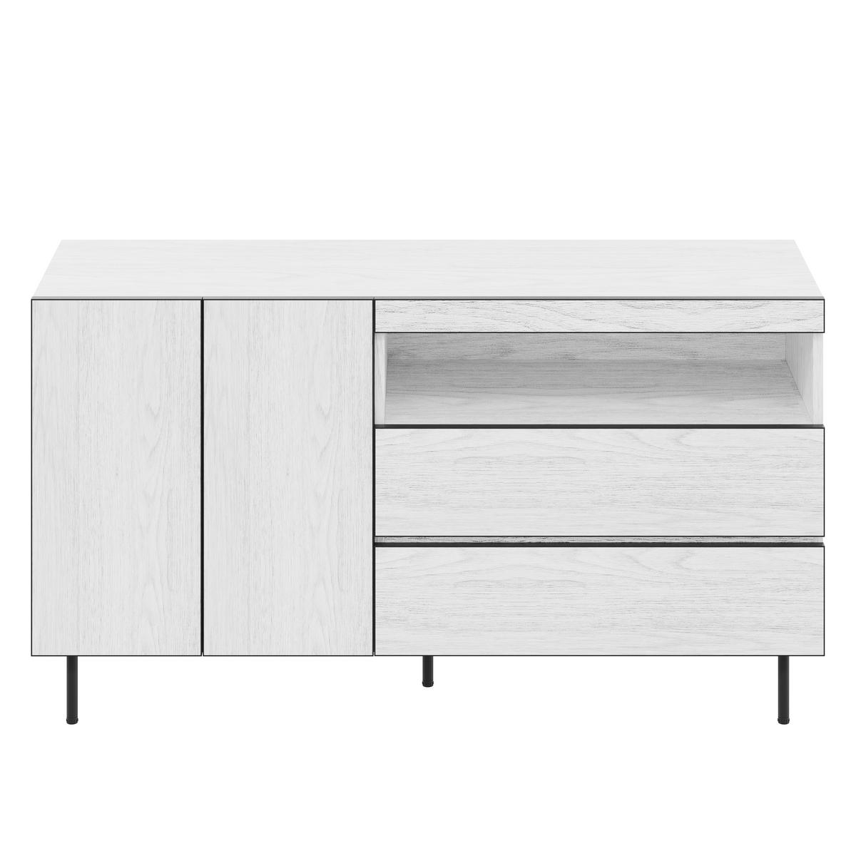 SIDEBOARD 140/42/77 cm Weiß aus Holzwerkstoff mit Schubladen - Weiß, Holzwerkstoff (140/77/42cm) - OKWISH