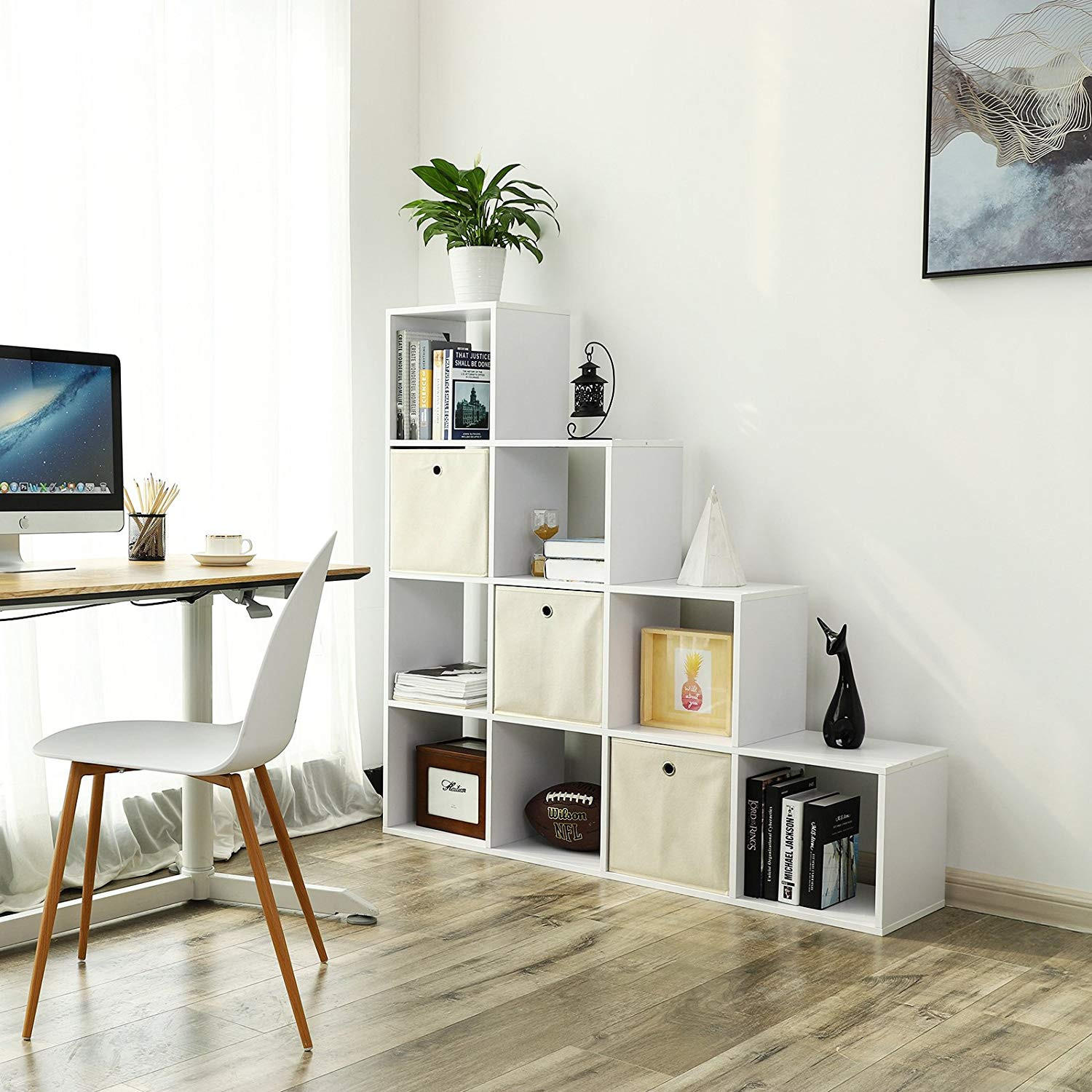 BÜCHERREGAL - Weiß, Holzwerkstoff (29/29/129.5cm) - Hansiro