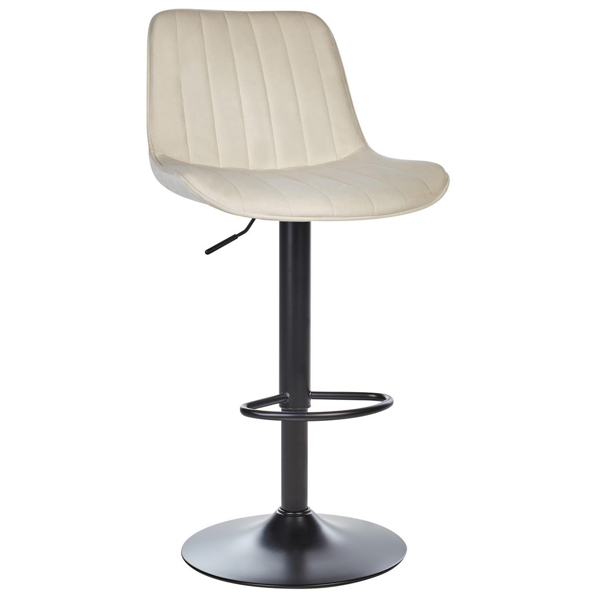 DREHHOCKER 2er-Set Samtstoff Helles Beige Dubrovnik - Beige/Schwarz, Textil (51/88/54cm) - Beliani