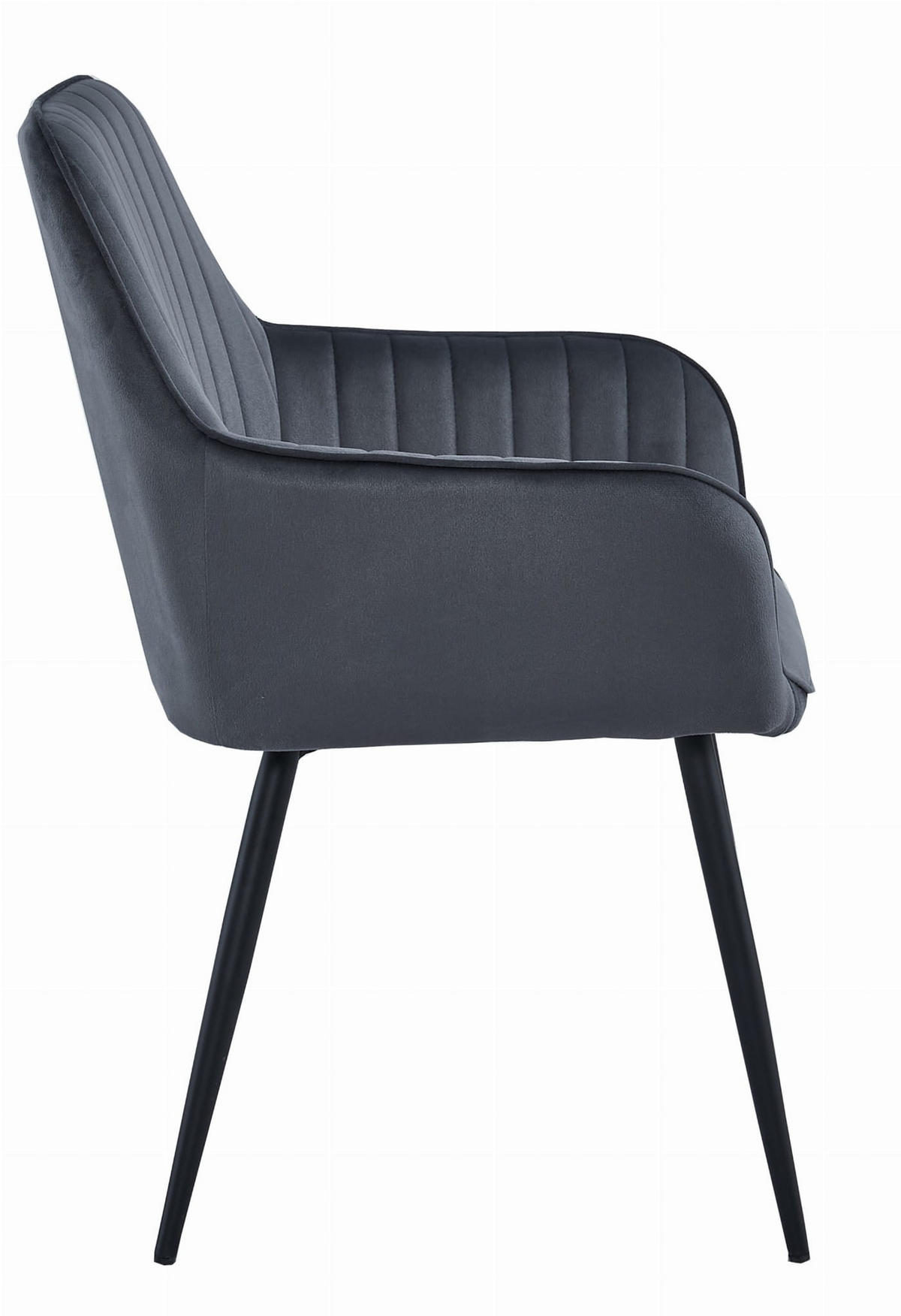 STUHL OSILO 4-er Set, Grau, Schwarz, Schwarze metallische Beine - Anthrazit, Textil/Metall (55/84/46cm) - Komodee