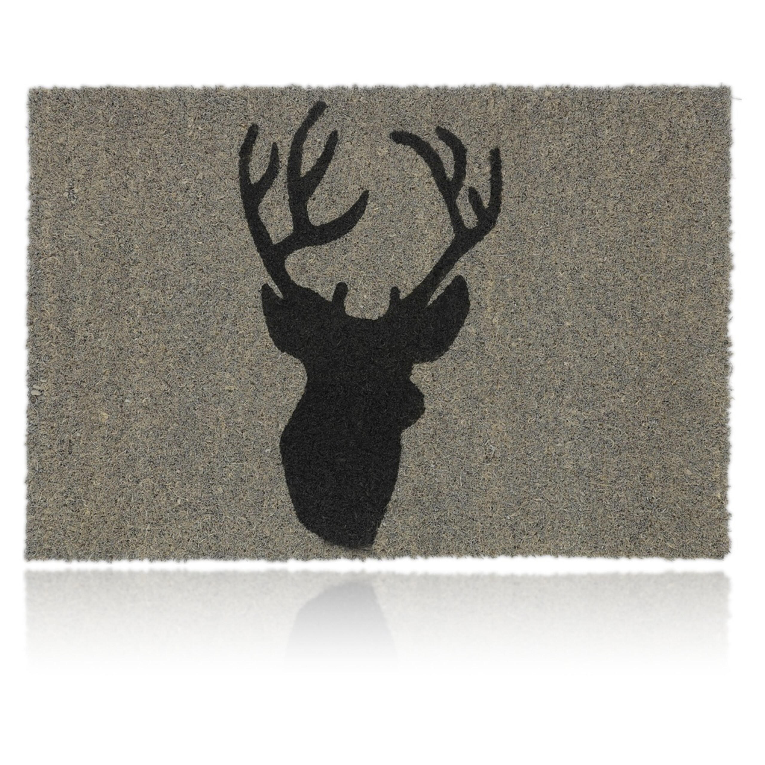 ROHOŽKA Šedá Černá motiv jelena 60x40 cm - šedá, textil/plast (60/40cm) - Relaxdays