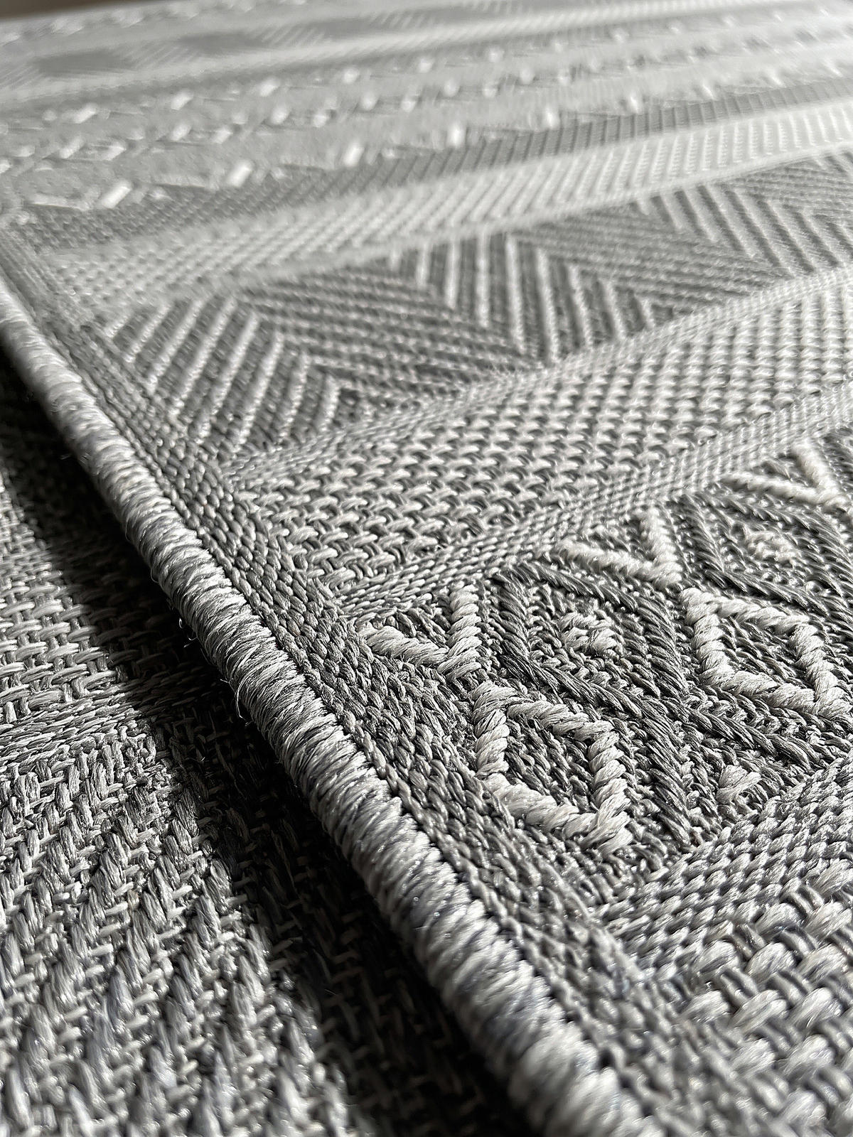 TEPPICH Flachgewebe ESERA Gestreift Polypropylen Grau 160 x 160 cm - Grau, Textil (160/160cm) - KADIMA DESIGN