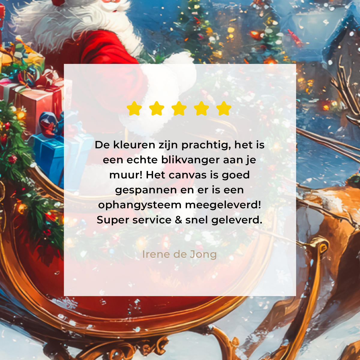 LEINWANDBILD Weihnachtsmann - Rentier - Weihnachten - Schnee Wanddeko 90x60 cm - Cognac, Textil (90/60cm) - MuchoWow