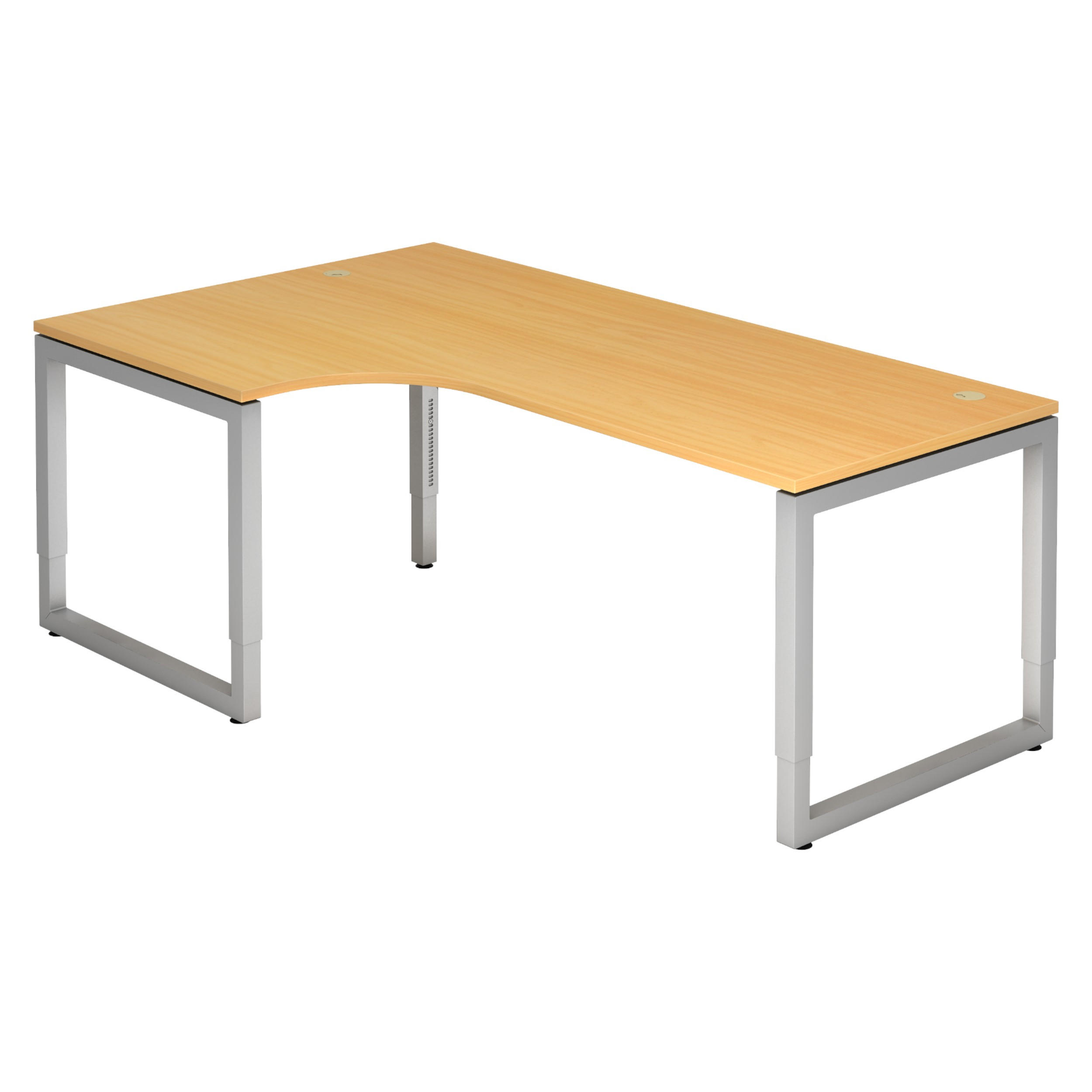 SCHREIBTISCH Serie-R 120/200/74 cm in Buchefarben/Silberfarben - Buchefarben/Silberfarben, Holzwerkstoff (120/200/74cm) - bümö
