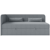 JUGENDBETT Calmmo Dunkelgrau mit Chenille-Bezug, Kopfteil links - Dunkelgrau, Textil (90/200cm) - Selsey