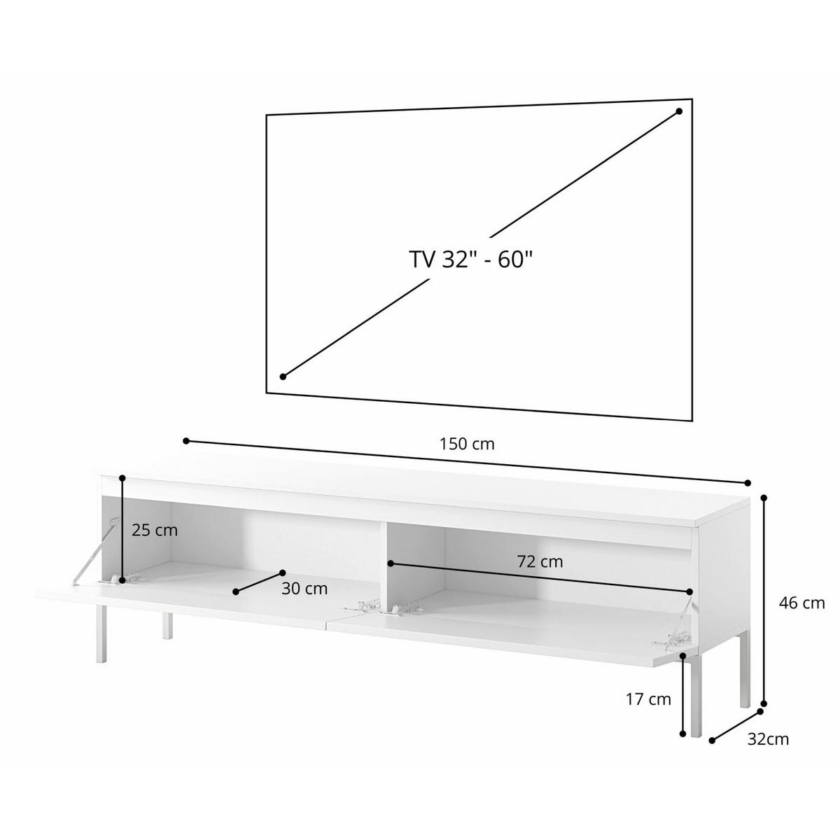 TV stolík Bemmi kašmírovo sivý na kovovom podstavci 150/46/32 cm - čierna/taupe, kov/kompozitné drevo (150/44.5/32cm) - Selsey