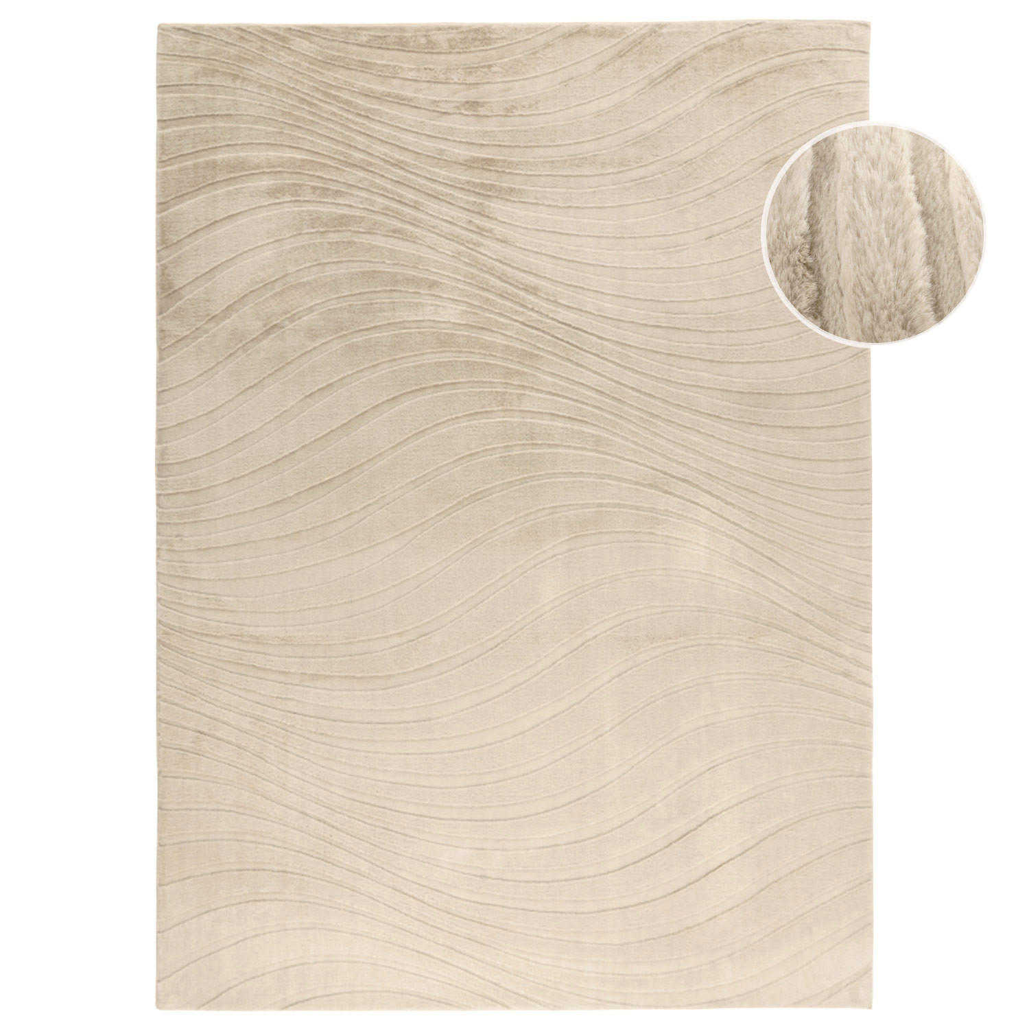 KURZFLOR-TEPPICH Waves 503 Beige 160x230 cm - Beige, Textil (160/230cm) - carpet city