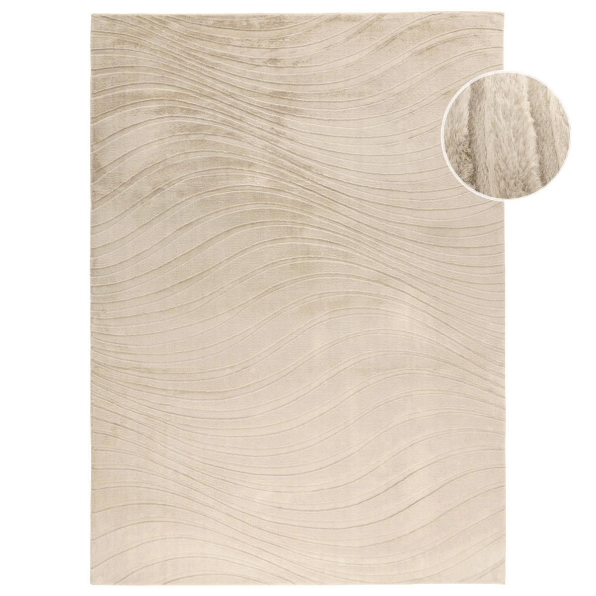 KURZFLOR-TEPPICH Waves 503 Beige 200x290 cm - Beige, Textil (200/290cm) - carpet city