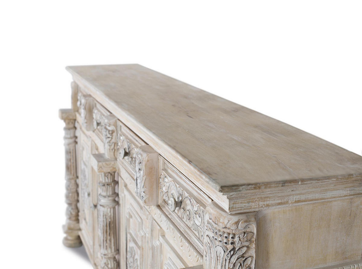 SIDEBOARD mit 3 Schubladen und 3 Türen aus Mangoholz - Perlmutt, Holz (45/100/225cm) - Giner y Colomer