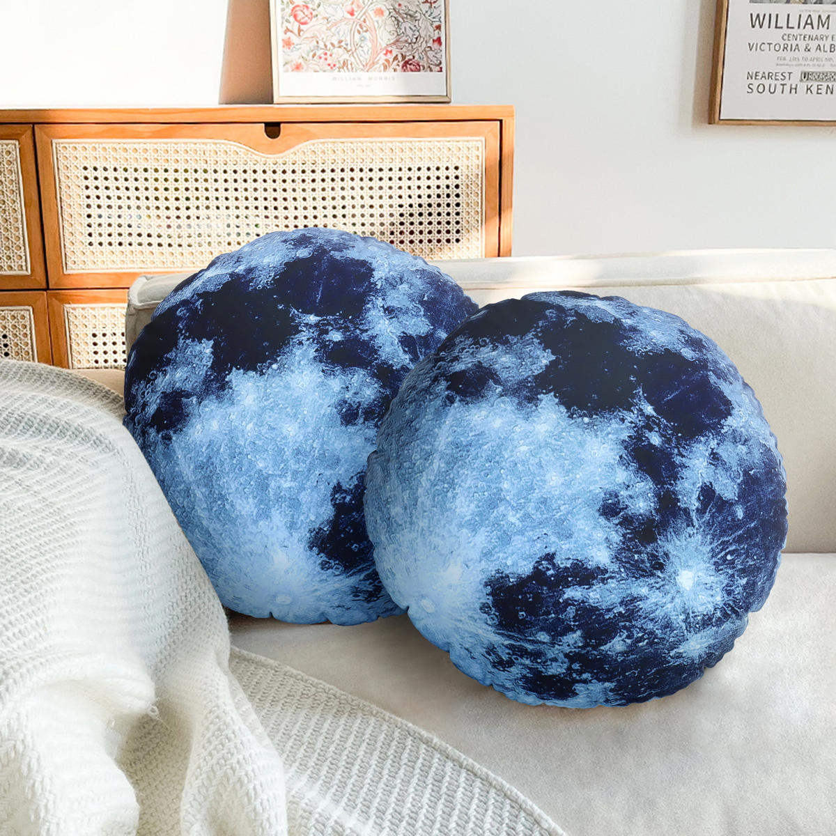 KISSEN Planet Universum Schwarzer Mond 41cm - Blau/Schwarz, Textil (41/6cm) - Vercart