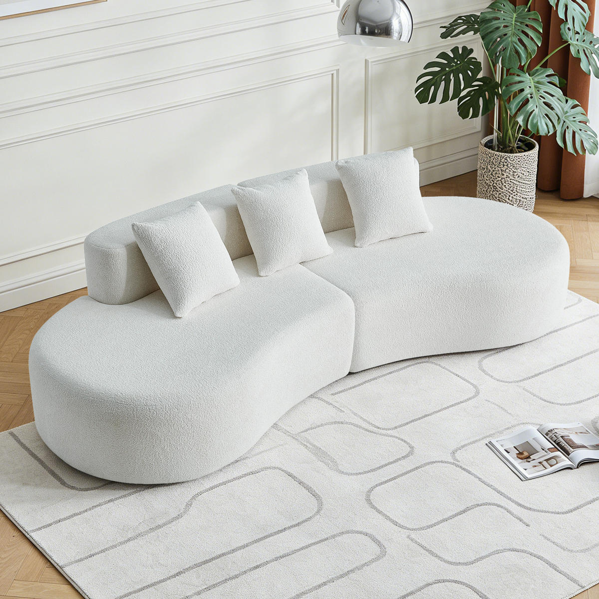ECKSOFA DE-35255 gekrümmt Weiß - Weiß, Textil (103/277cm) - ComfortXL