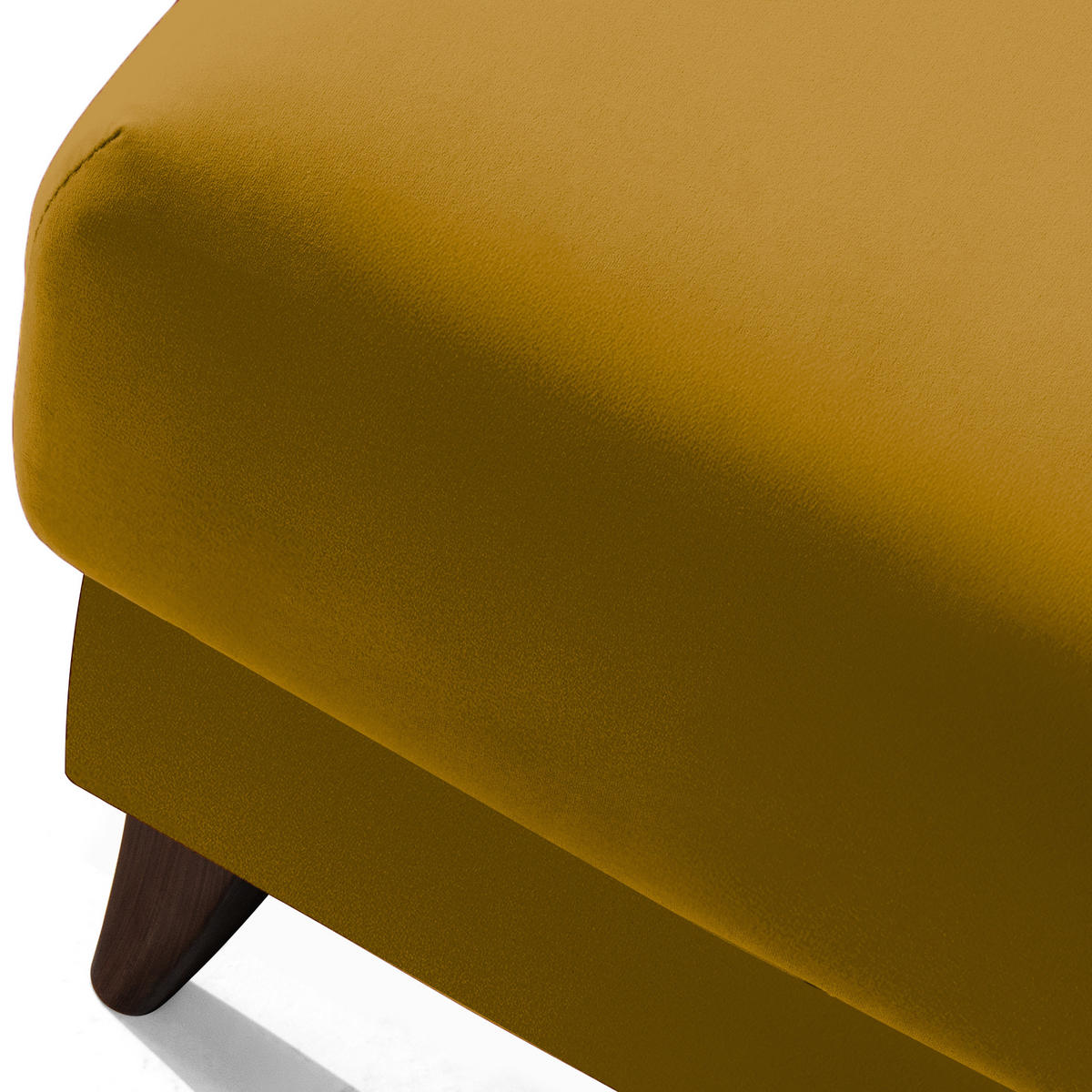 HOCKER GUSTAVO Fußstütze, Velours, Gelb - Gelb, Holz/Holzwerkstoff (53/49/53cm) - KONSIMO®