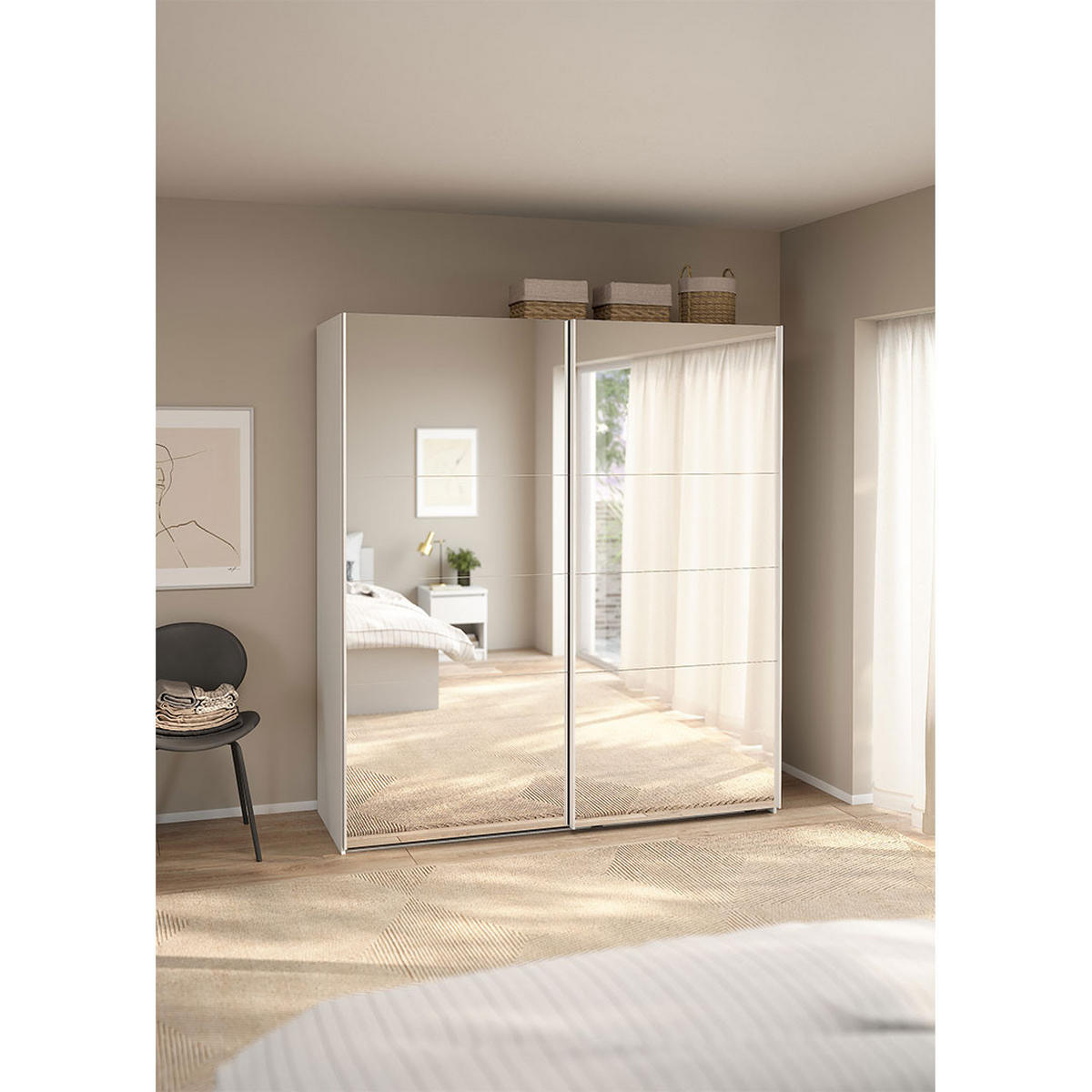 SCHIEBETÜRENSCHRANK, Catania, Weiß, Holzwerkstoff, 179 x 67 x 201 cm - Weiß, Holzwerkstoff (179/201/67cm) - ebuy24