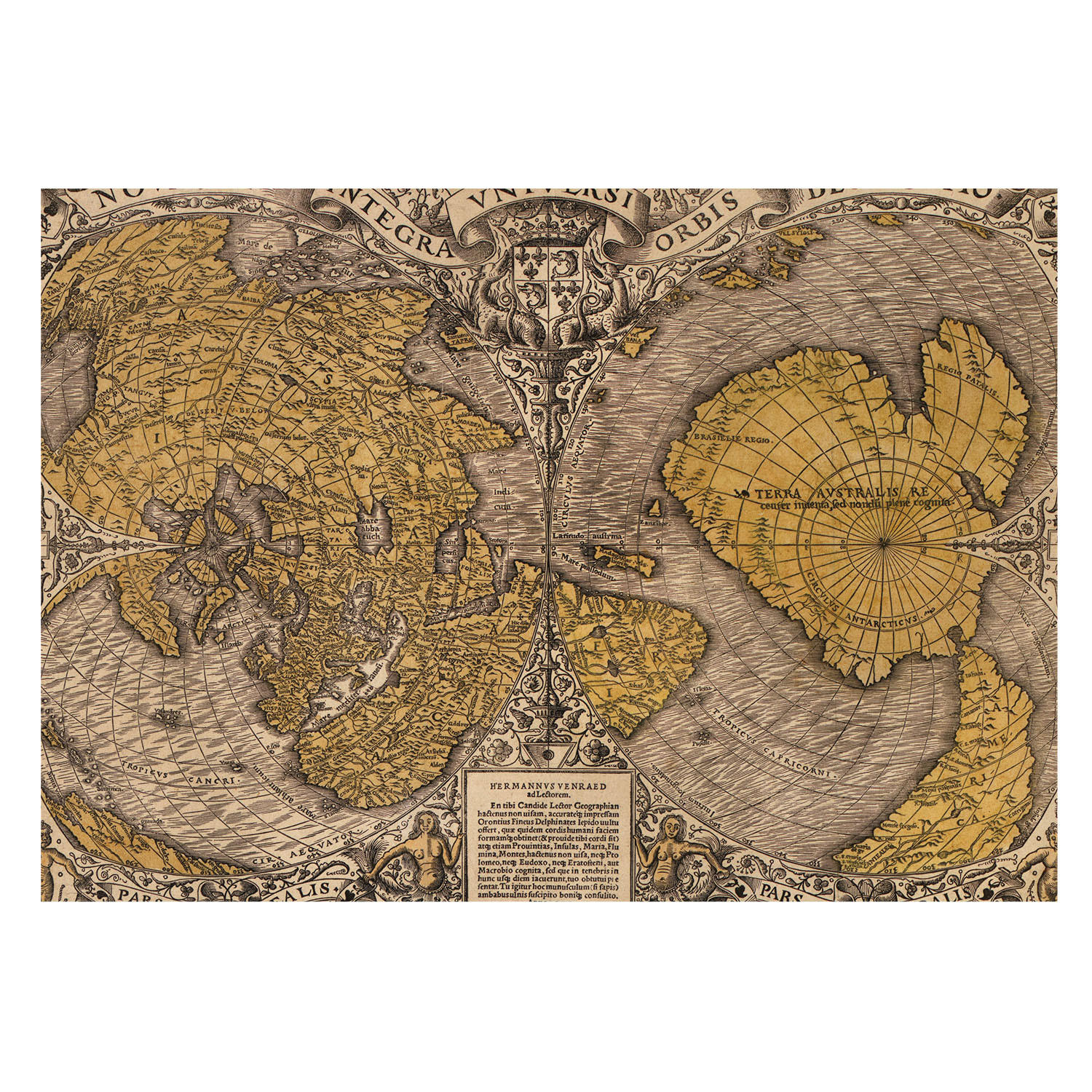 FOTOTAPETE 208x146 cm - Historische Kartographie - Gelb, Textil (208/146cm) - Wallfluent