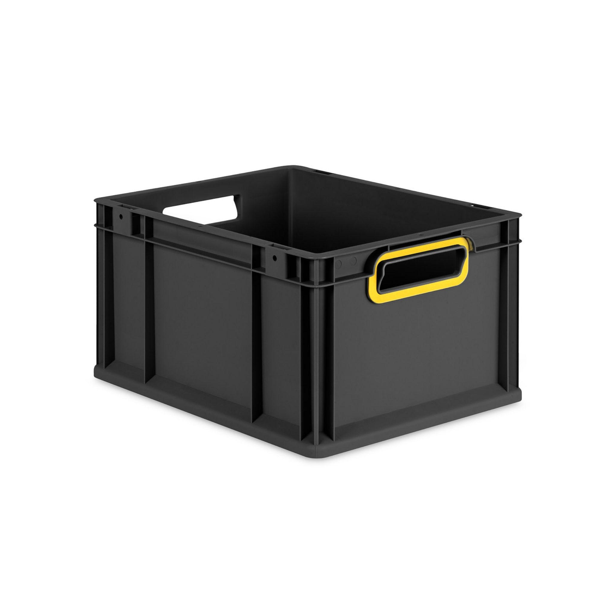 EUROBOX NextGen Color 22x30x40 cm 20 Liter Griffe gelb offen, Schwarz - Gelb/Schwarz, Kunststoff (30/22/40cm) - PROREGAL