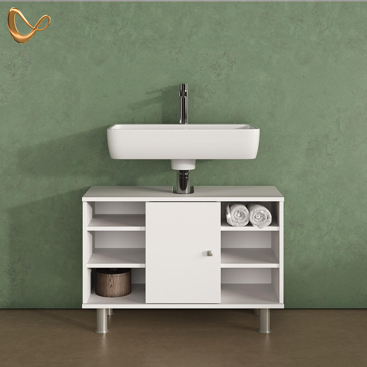 WASCHBECKENUNTERSCHRANK Fucino Weiß 80 x 54 cm - Weiß, Holzwerkstoff (80/54/32cm) - Livinity®