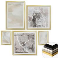 WANDBILDER 5er Set - 50x50 cm & 20x30 cm & 40x60 cm Goldrahmen - Minimalismus der Farbstruktur - Goldfarben, Kunststoff (40/60cm) - ArtPrintCave