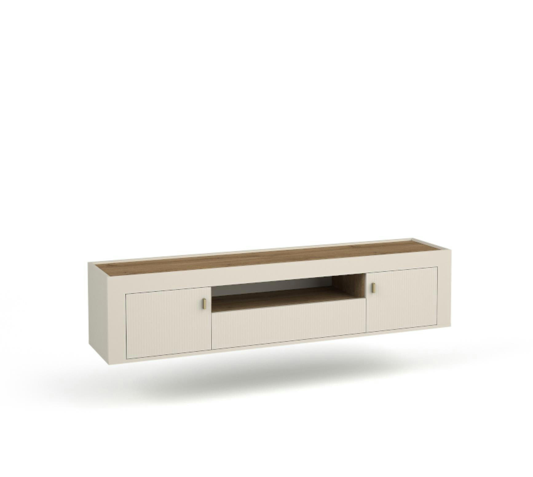 TV-SCHRANK Mossa Kaschmir - Beige/Goldfarben, Holzwerkstoff (177/52/40cm) - Bettso