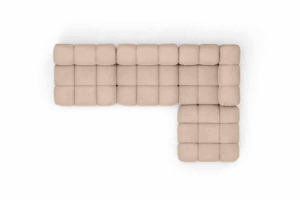 ECKSOFA L-Form Modulare, Veloursstoff Salvador, Beige, Rechts, Selia - Beige, Holz (285/160cm) - Kaiser Möbel