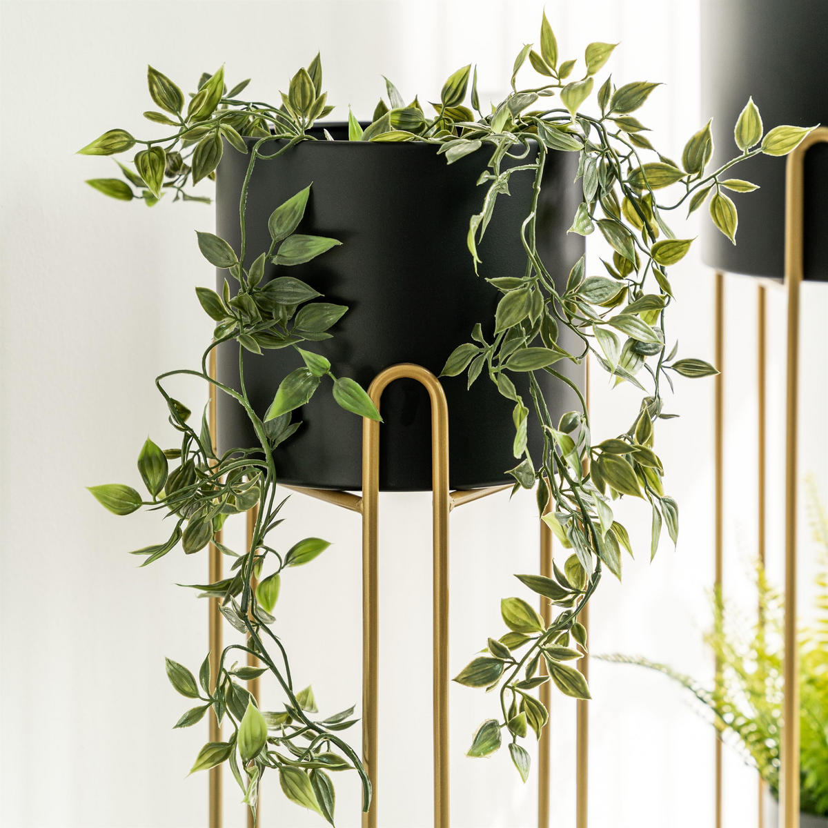 BLUMENHOCKER 2er Set, schwarz, Metall - Goldfarben, Metall (24.7/24.7/83cm) - bremermann