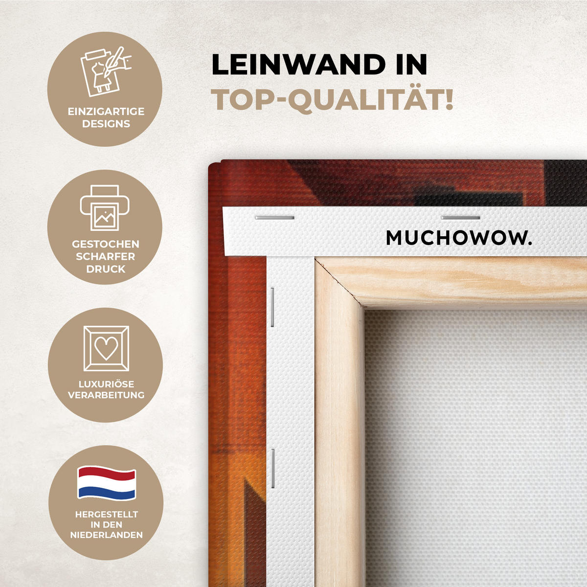 LEINWANDBILD Figuren - Abstrakt - Symbole 90x140 cm - Terracotta, Textil (90/140cm) - MuchoWow