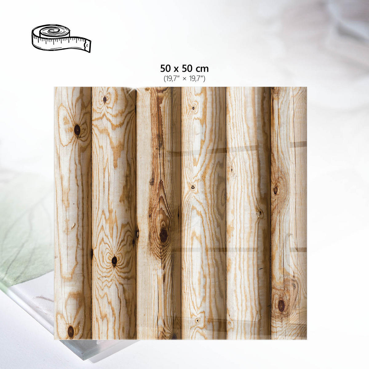 TISCHPLATTE 50x50 cm – Holztexturen - Braun, Glas (0.4/50/50cm) - Wallfluent