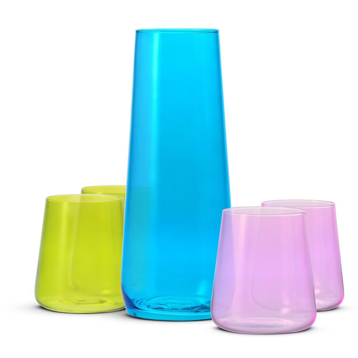 WASSERSET MIT KARAFFE UND 4 GLÄSERN Avant-Garde, 5-teilig, 380 ml - Transparent, Glas (0.38L) - Krosno Glass