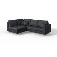 ECKSOFA Lorine Mikrofaser Anthrazit - Hellbraun/Anthrazit, Buchenholz/Textil (231/161cm) - S-Style Möbel