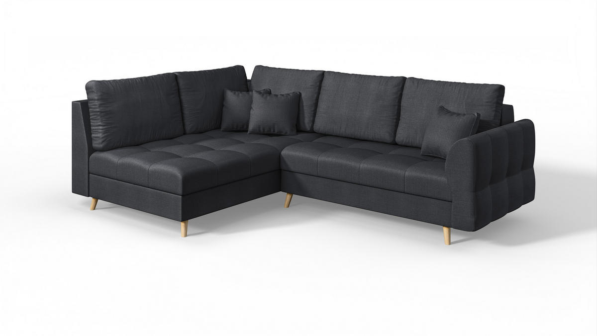 ECKSOFA Lorine Mikrofaser Anthrazit - Hellbraun/Anthrazit, Buchenholz/Textil (231/161cm) - S-Style Möbel