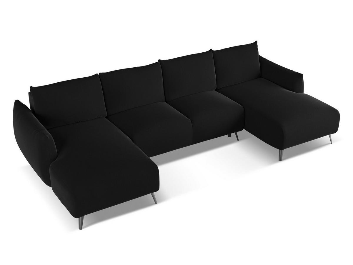 WOHNLANDSCHAFT Samt Stoff Schwarz - Schwarz, Textil/Metall (317/86/162cm) - Makamii