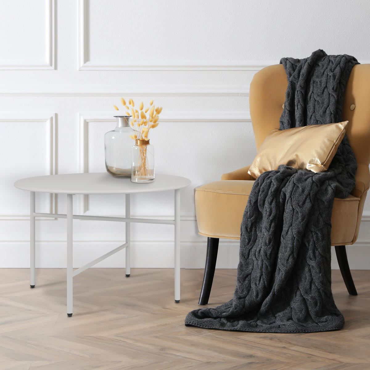 BEISTELLTISCH Finn Ø 53/36 cm Hellgrau - Hellgrau, Metall (53/53/36cm) - BoMoe