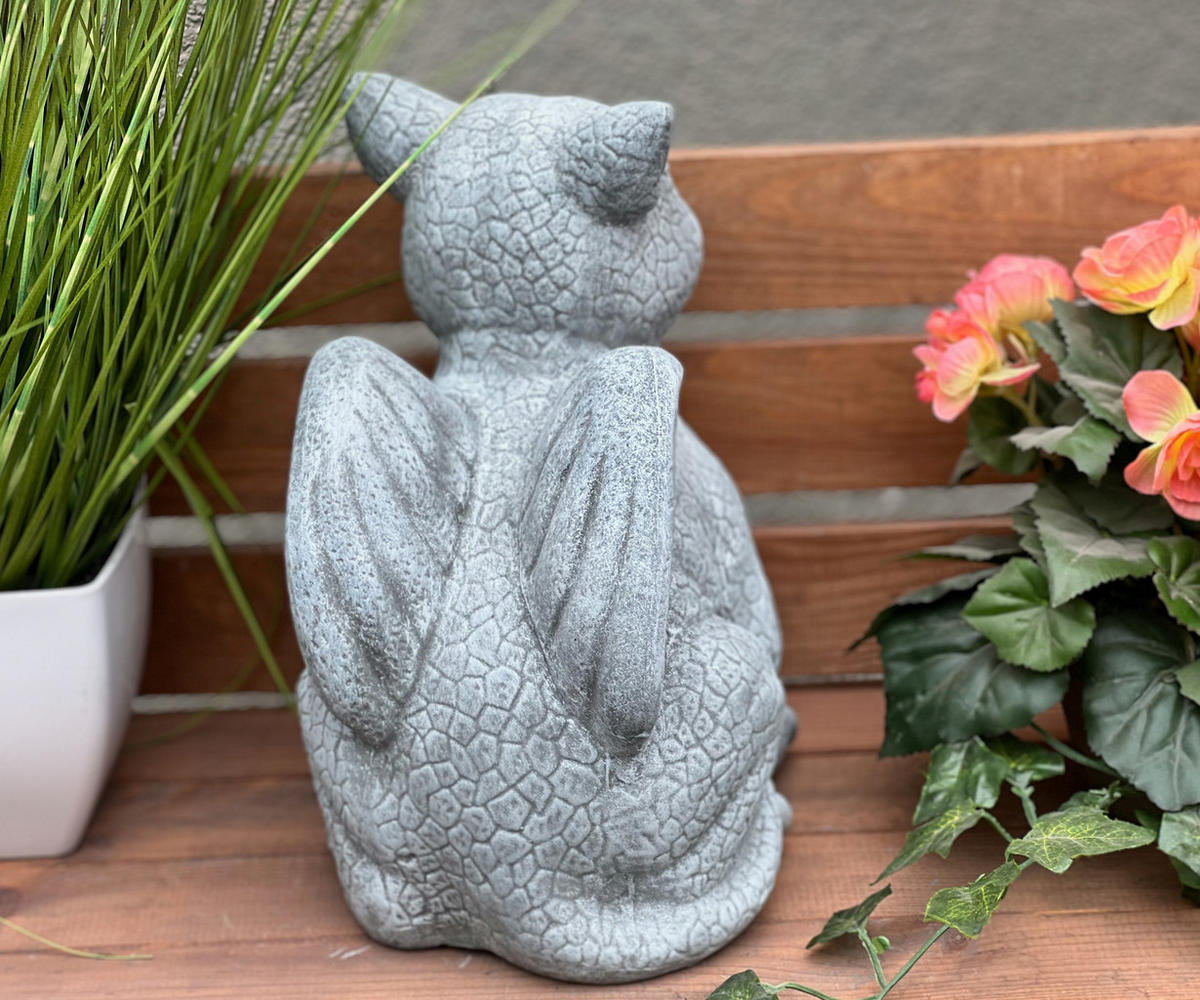 STEINFIGUR Drachen Gargoyle frostfest Steinguss - Grau, Stein (18/28/21cm) - stoneandstyle