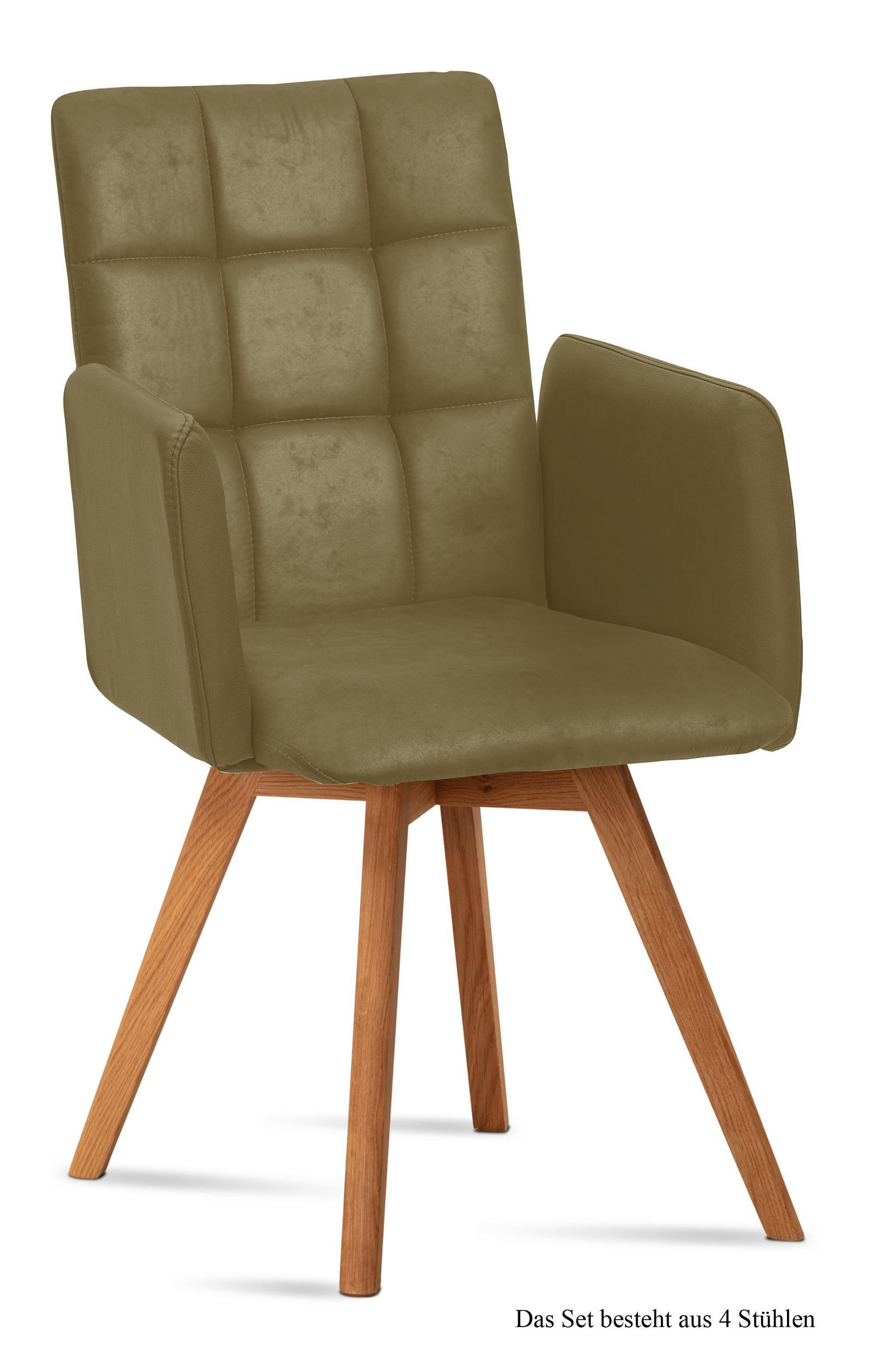 ARMLEHNSTUHL (4er-Set) Dione 52x91x60 Eiche geölt/Olivgrün - Eichefarben/Olivgrün, Kunststoff (60/91/52cm) - 58aufmkessel