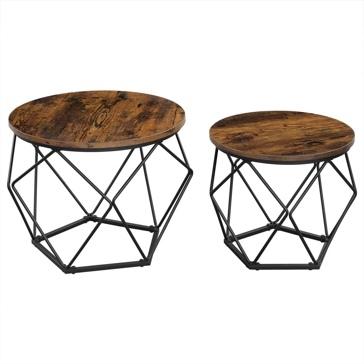 COUCHTISCHSET Metall Holzoptik Dunkelbraun Schwarz 50/40 x 40/36 cm (2 Stk.) - Dunkelbraun/Schwarz, Holzwerkstoff/Metall (50/50/40cm) - Begryf