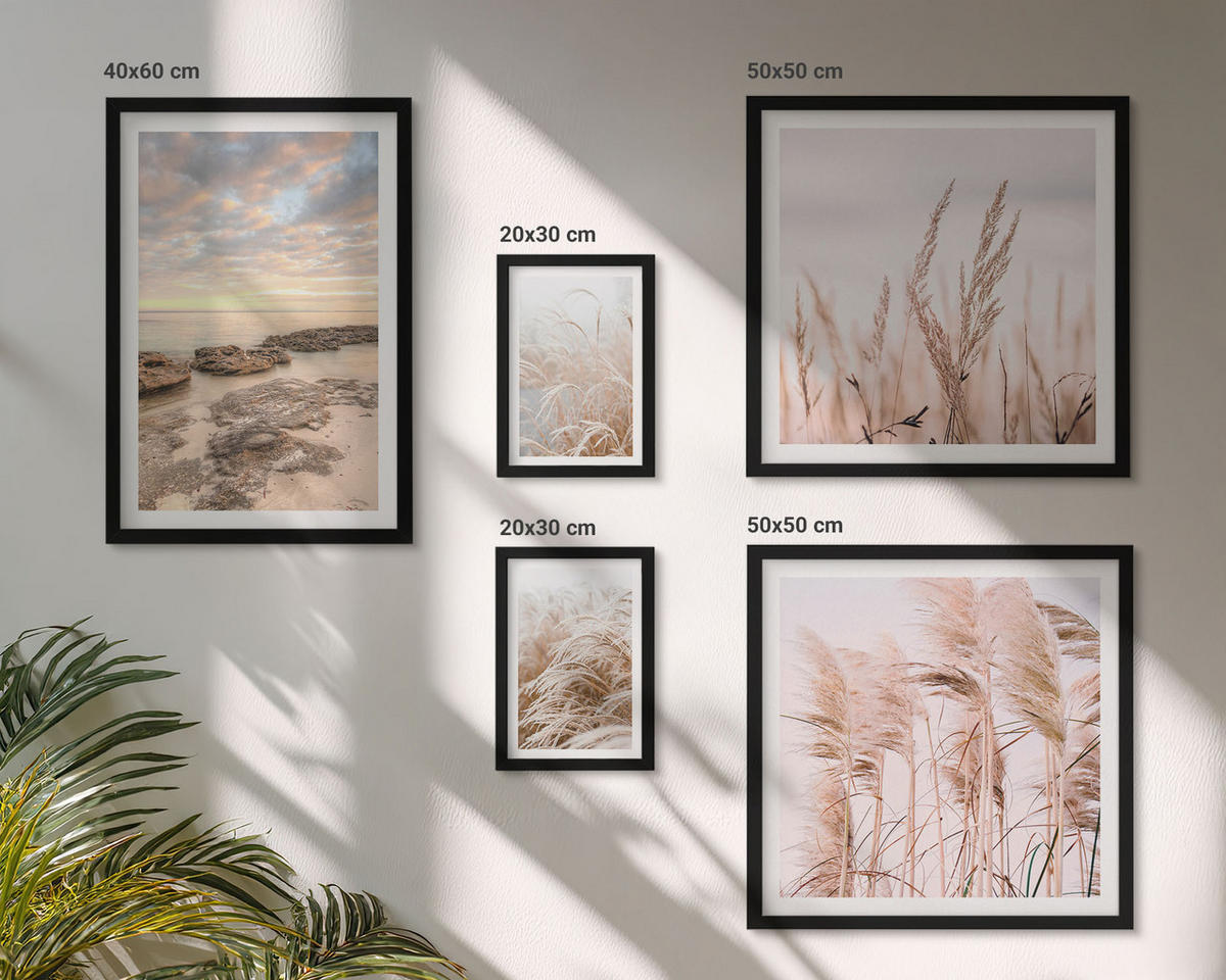 BILDER SET 5er Set - 50x50 cm & 20x30 cm & 40x60 cm Schwarzer Rahmen - Meerblick von Venedig - Schwarz, Kunststoff (40/60cm) - TULUP