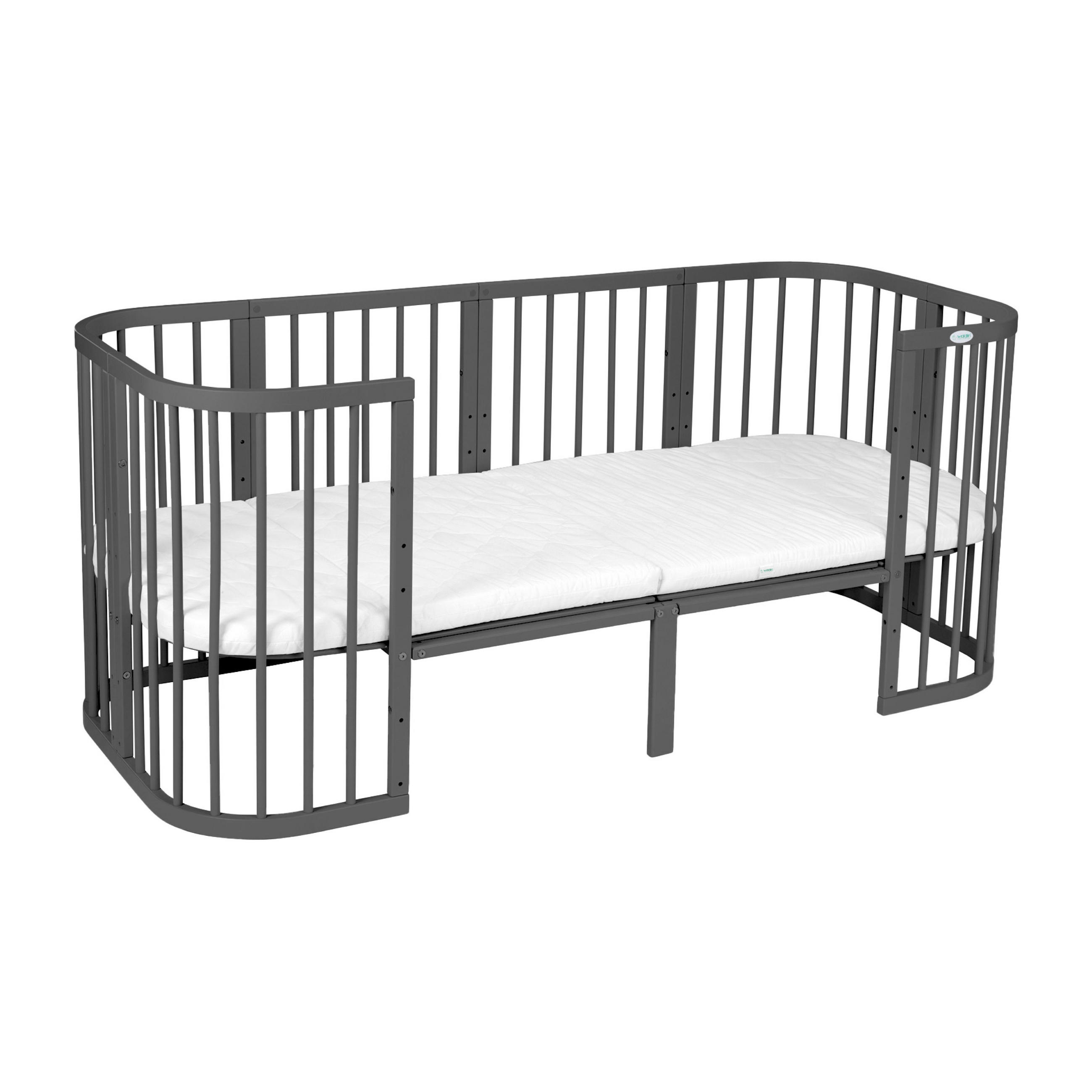 ERWEITERUNG auf 174cm für Babybett 7in1, KEIN BETT - Graphitfarben, Holz - waldin