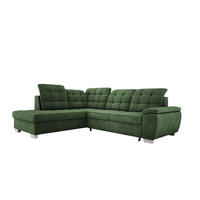 ECKSOFA LOTTA L-förmig Bettkasten verstellbare Kopfstützen hochwertige Verarbeitung lose Rückenkissen freistehend LINKS 212x258x106 cm Green - Grün, Holz/Textil (212/258cm) - DomoHome